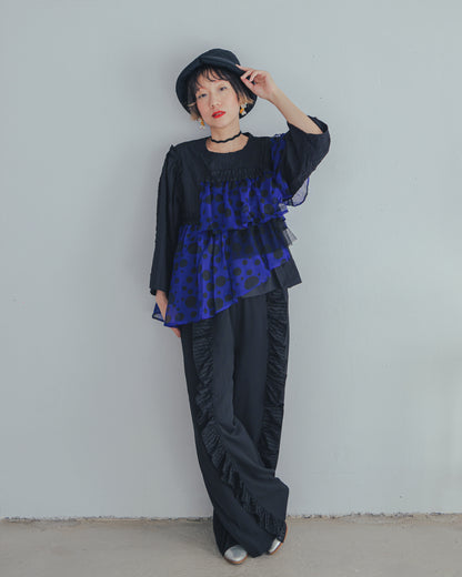フリンジフリルワイドパンツ ladies   [352-0902-2]
