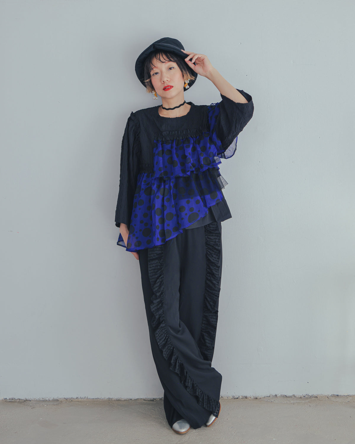 シャワードットレイヤードブラウス  ladies  [352-0604-2]