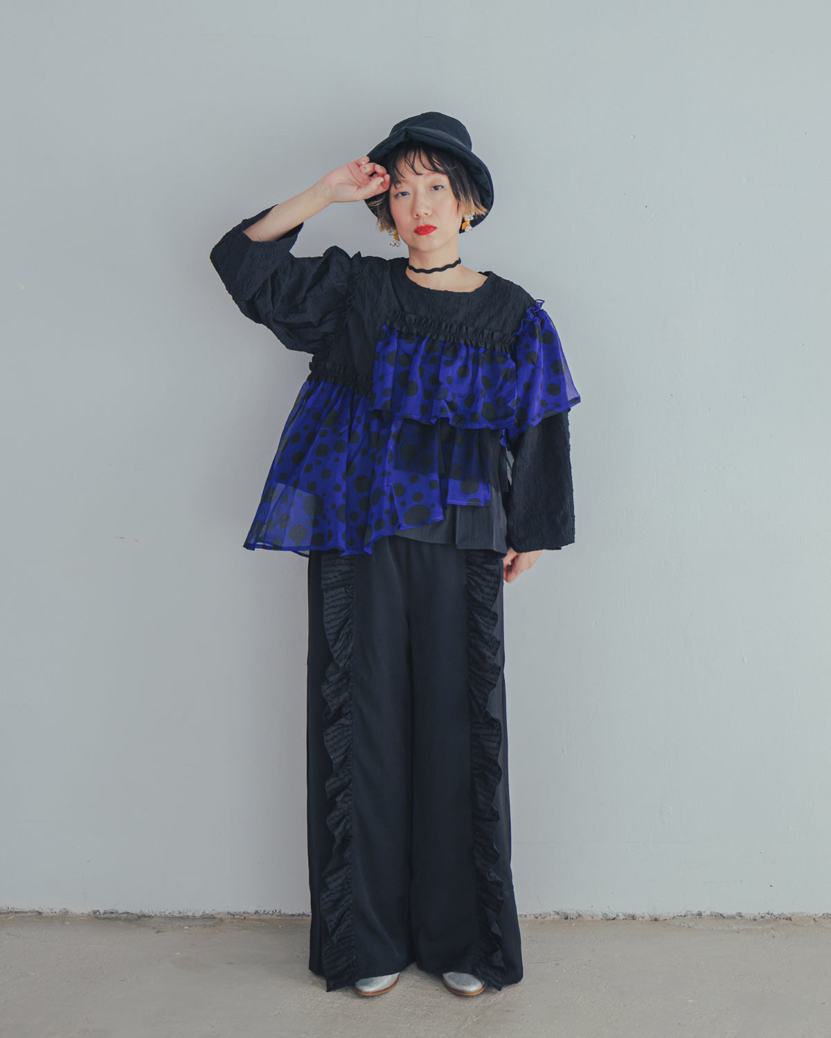 シャワードットレイヤードブラウス  ladies  [352-0604-2]