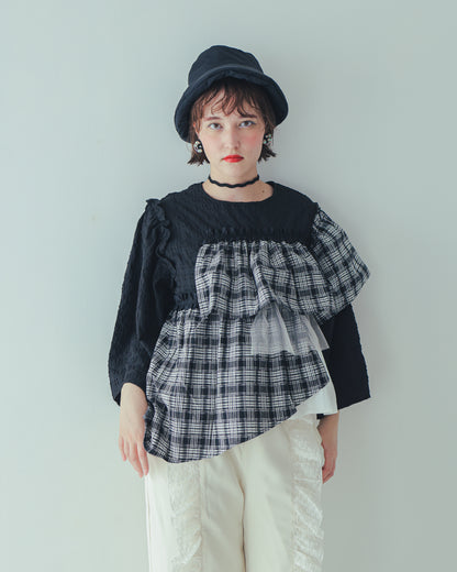 チェックレイヤードブラウス  ladies  [352-0603-2]