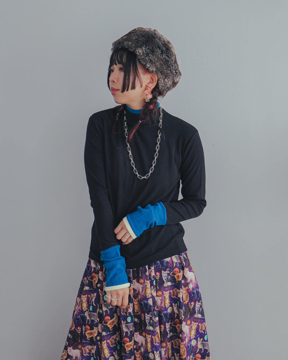 配色フィンガーハイネックtee  ladies   [352-1403-2]