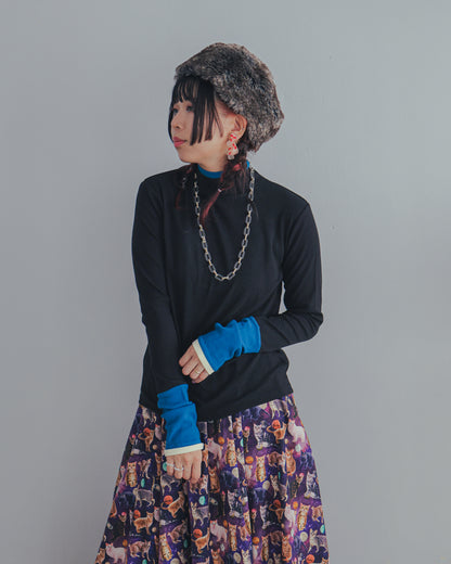 配色フィンガーハイネックtee  ladies   [352-1403-2]