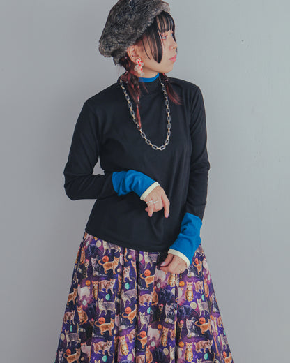 配色フィンガーハイネックtee  ladies   [352-1403-2]