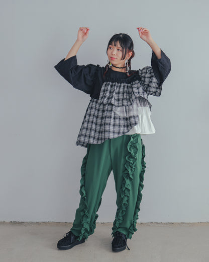 チェックレイヤードブラウス  ladies  [352-0603-2]