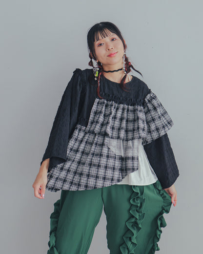 チェックレイヤードブラウス  ladies  [352-0603-2]