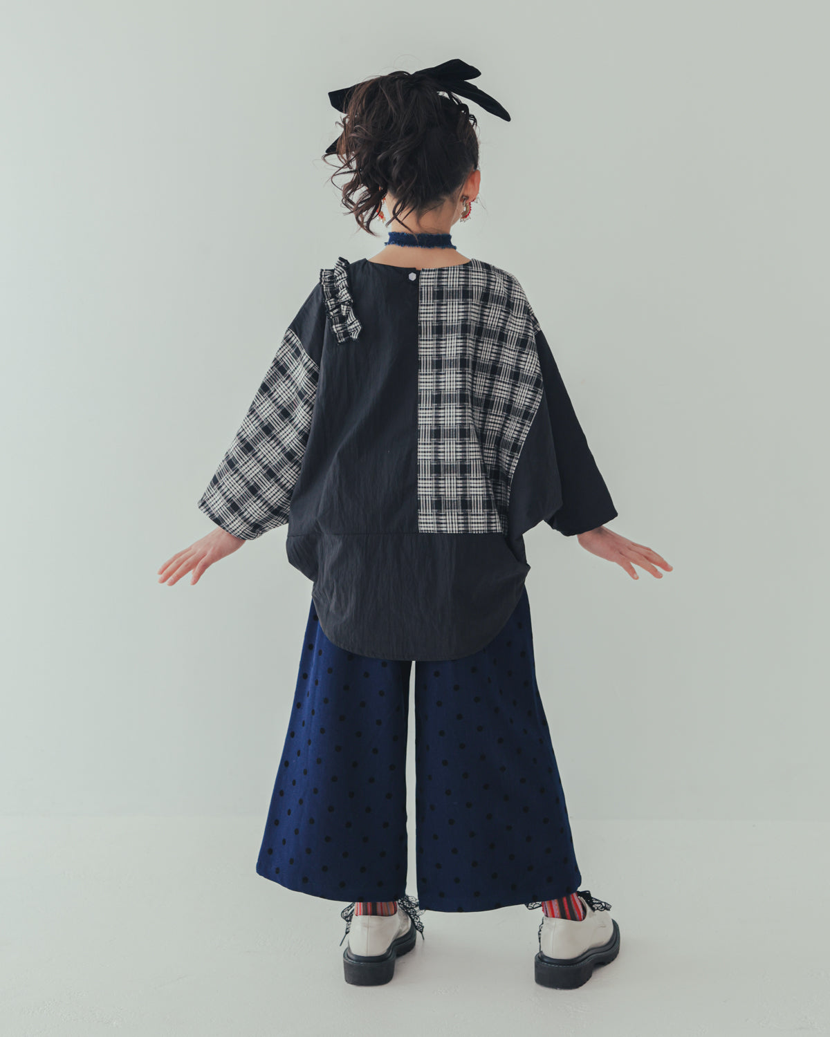 フロッキードットフリルワイドパンツ     [352-0903-1]
