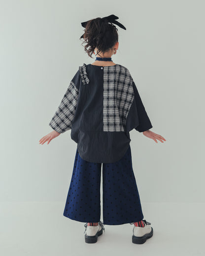 フロッキードットフリルワイドパンツ     [352-0903-1]