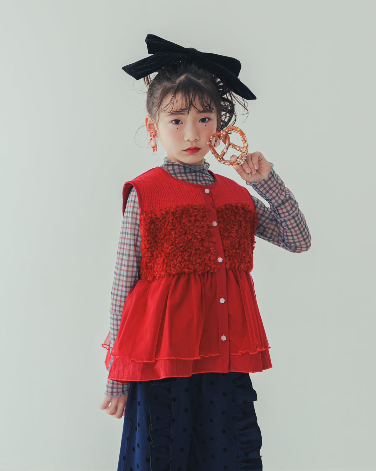 チェック柄シアーカットソー    [352-1401-1]