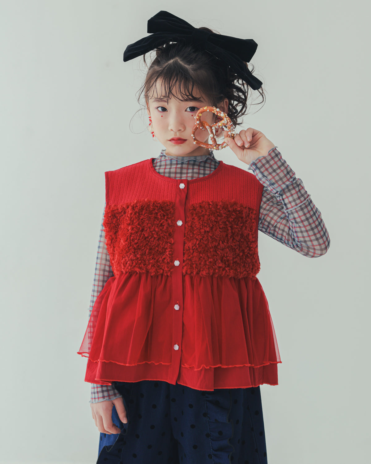 チェック柄シアーカットソー    [352-1401-1]