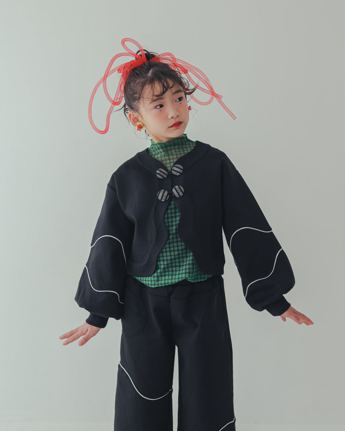 チェック柄シアーカットソー    [352-1401-1]
