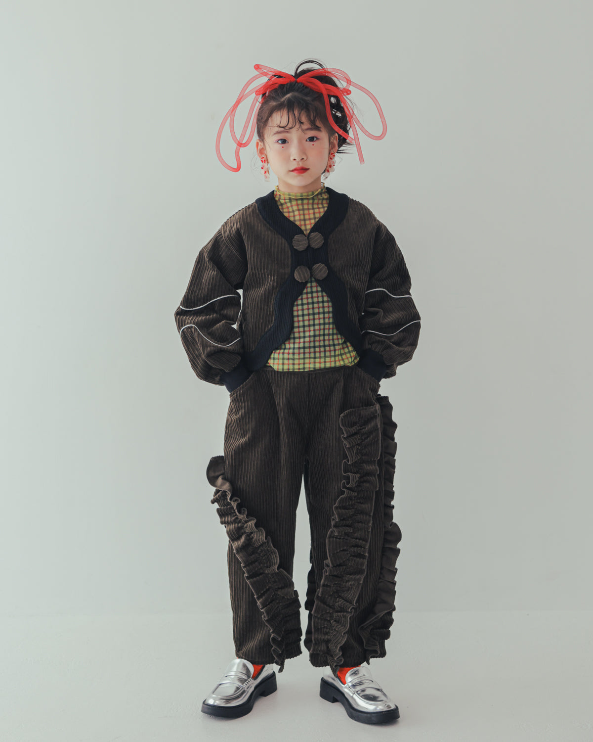 チェック柄シアーカットソー    [352-1401-1]