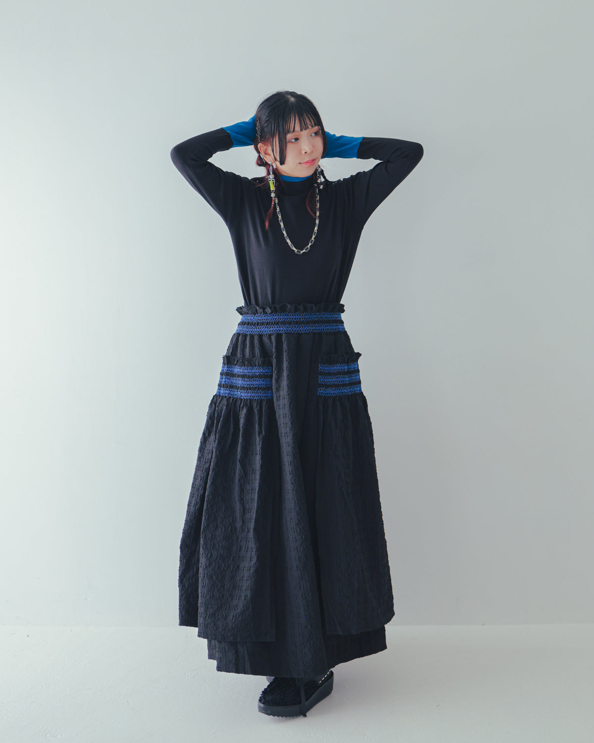 配色フィンガーハイネックtee  ladies   [352-1403-2]