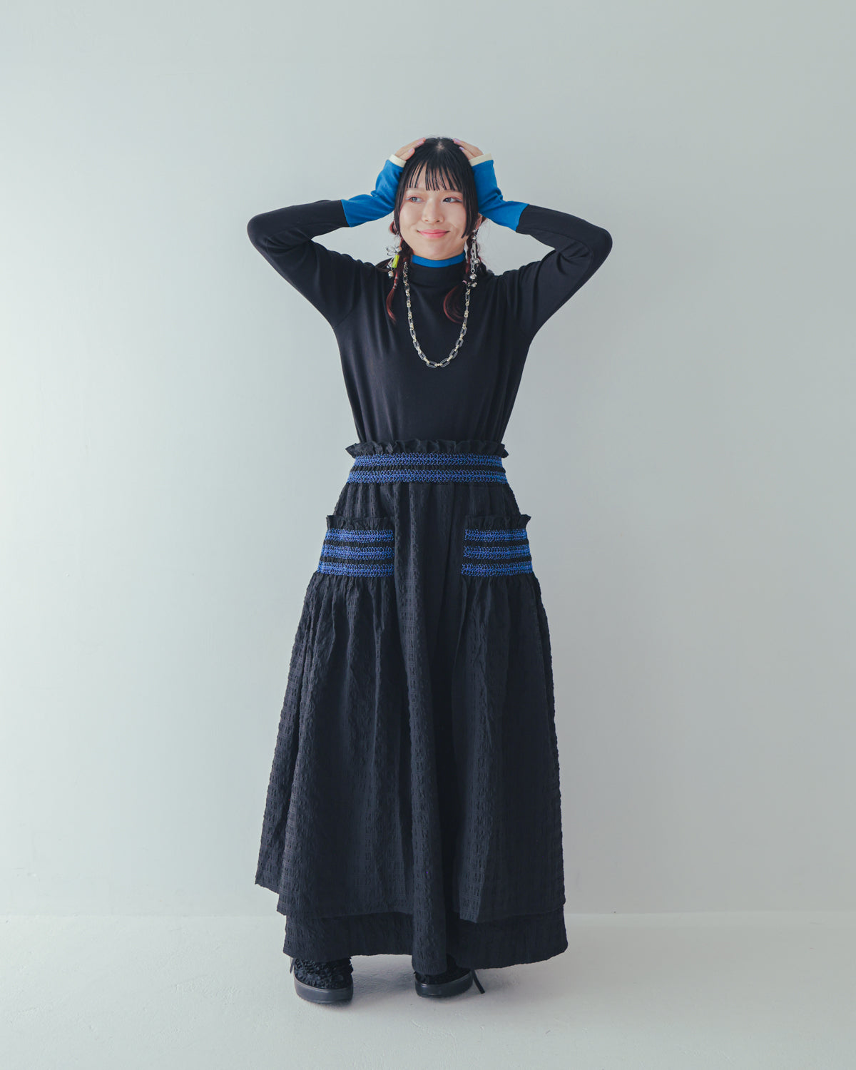 配色フィンガーハイネックtee  ladies   [352-1403-2]