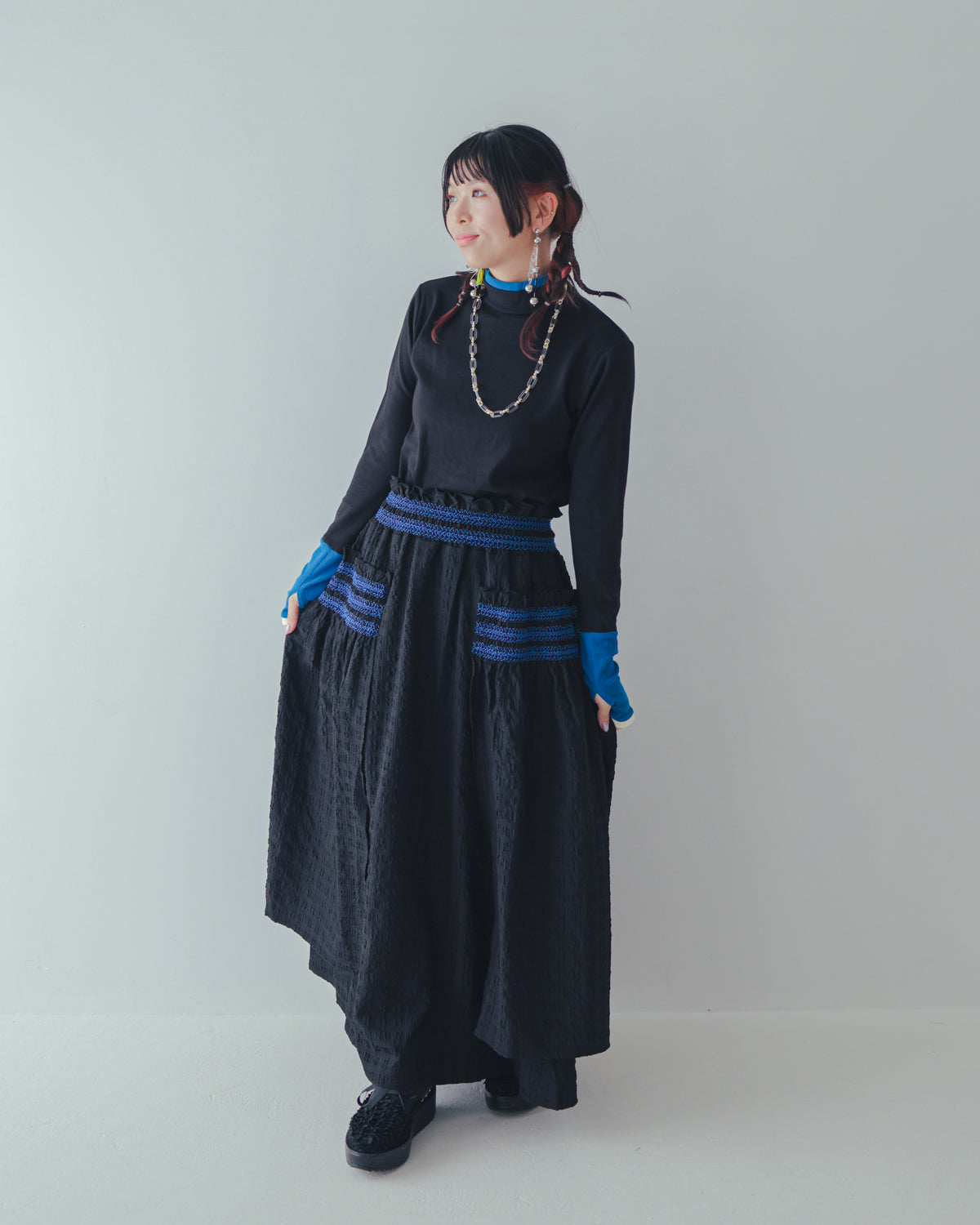 配色フィンガーハイネックtee  ladies   [352-1403-2]