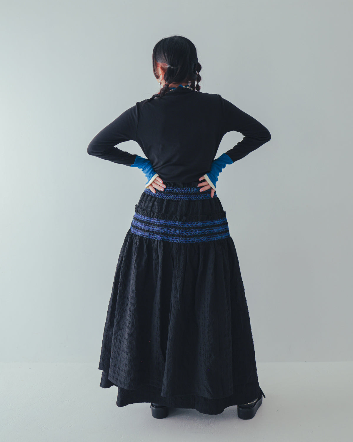 配色フィンガーハイネックtee  ladies   [352-1403-2]