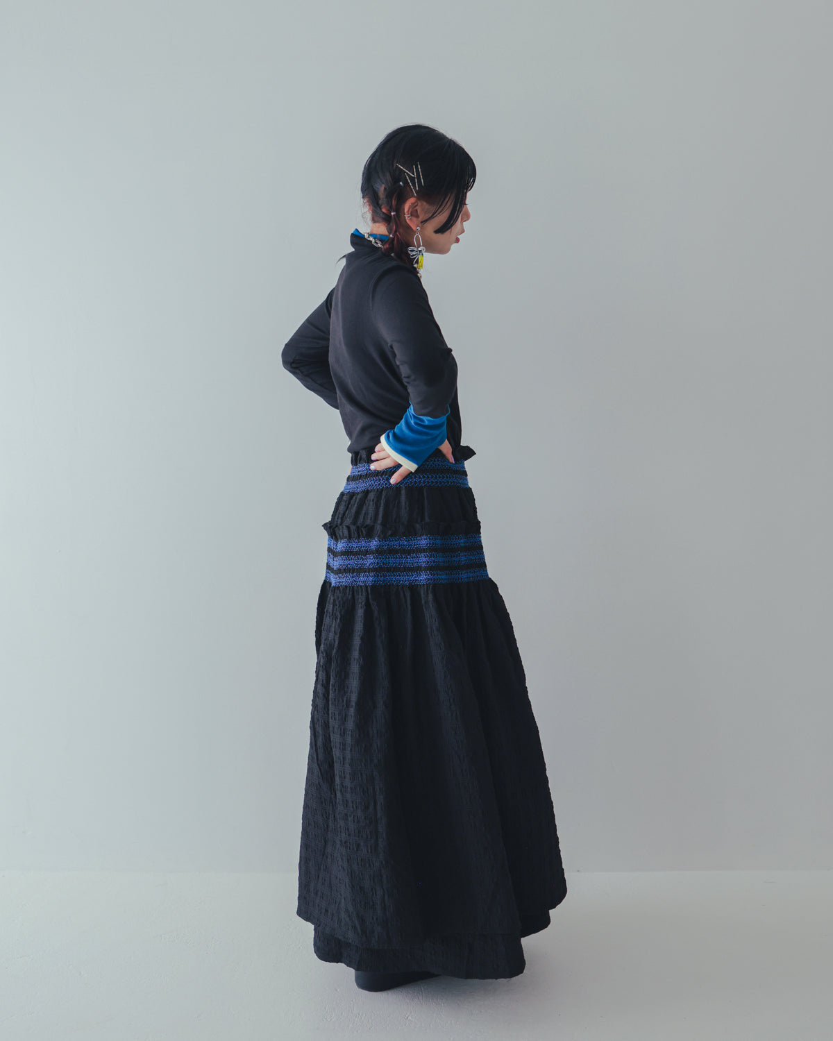 配色フィンガーハイネックtee  ladies   [352-1403-2]