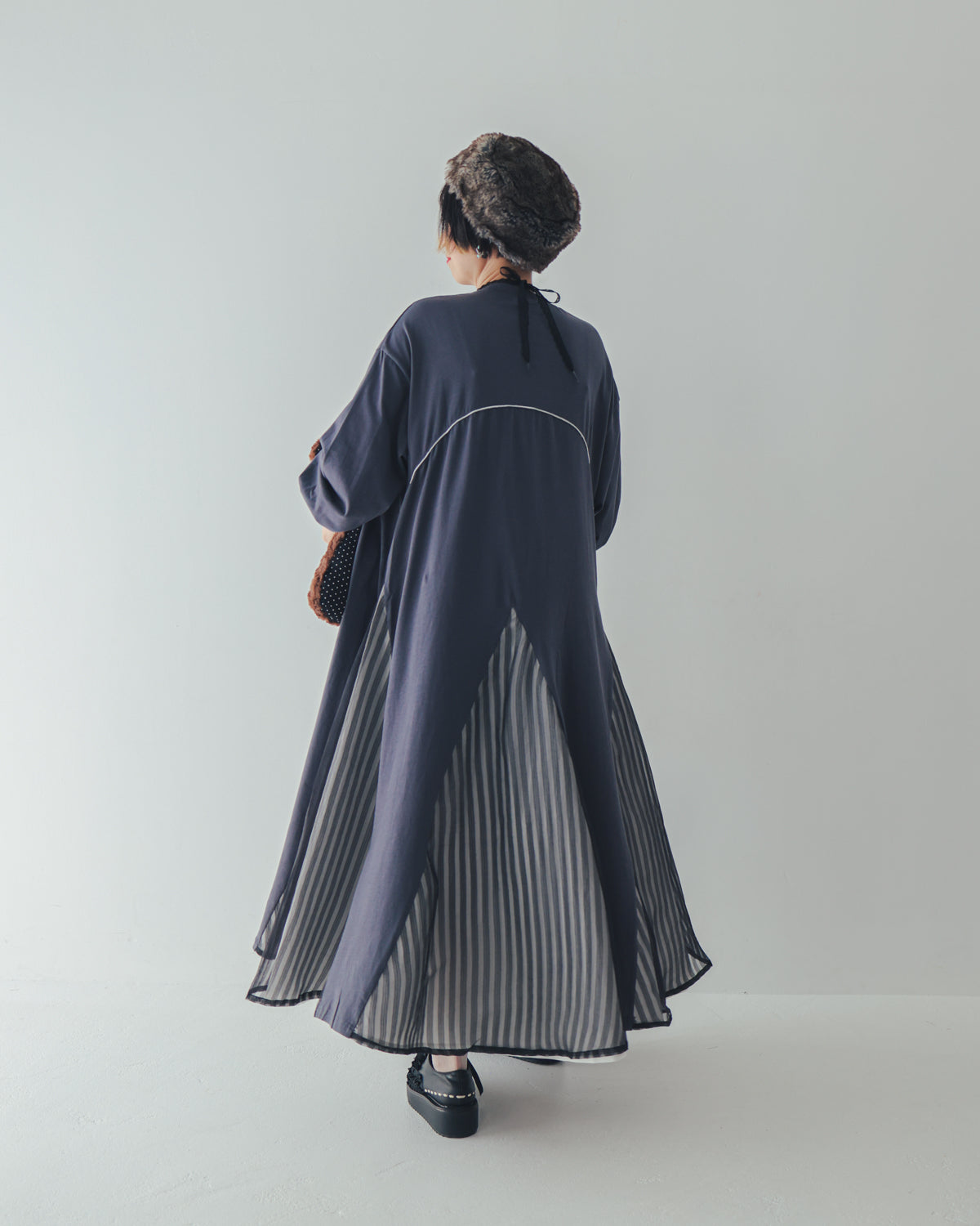 パネル配色カラーAラインワンピース    [352-0106-2]