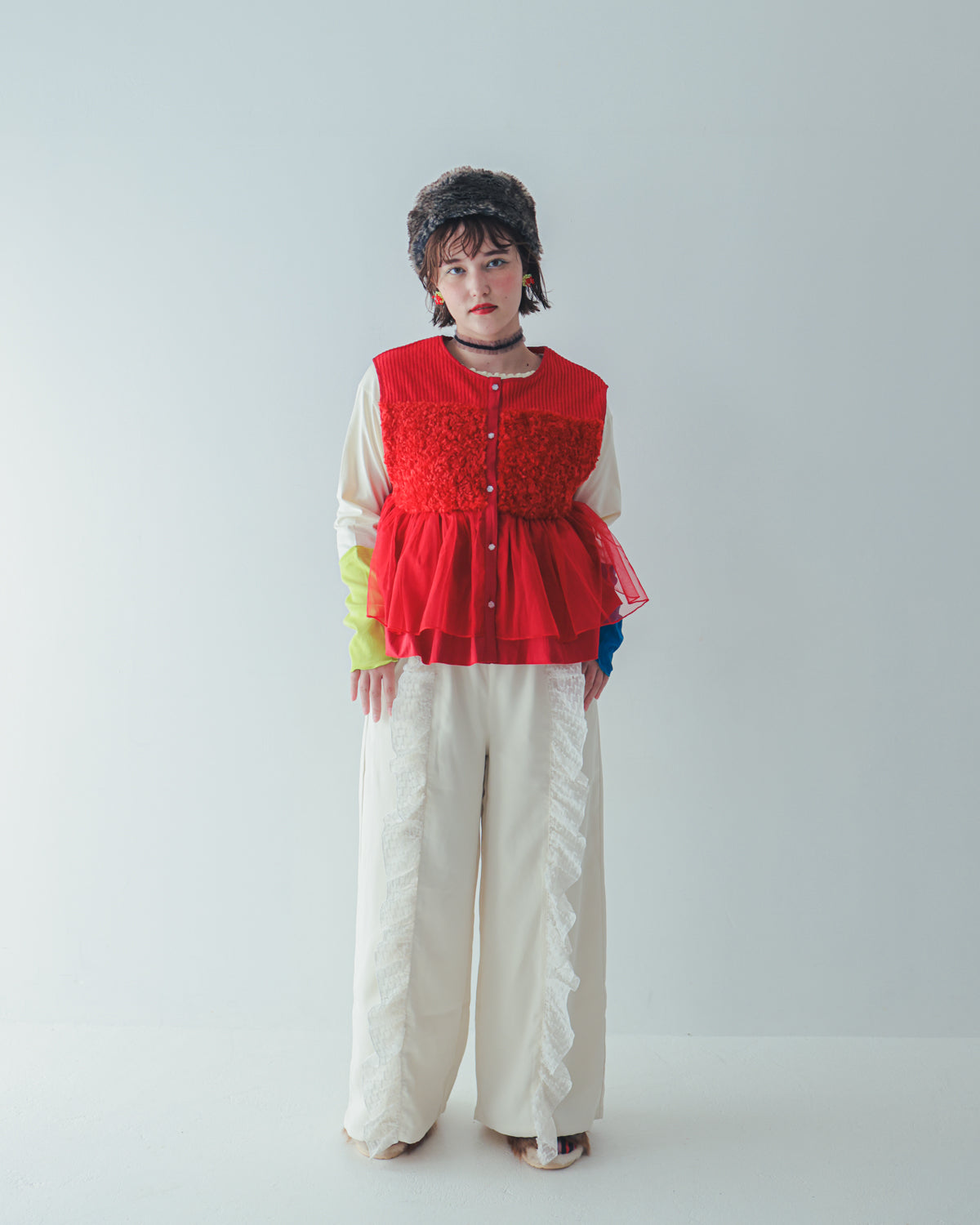 フリンジフリルワイドパンツ ladies   [352-0902-2]