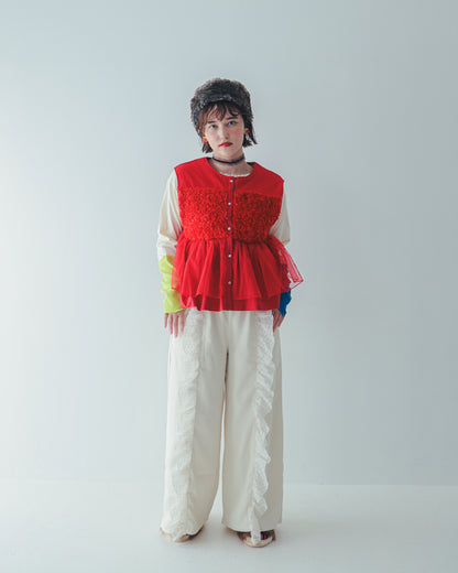 フリンジフリルワイドパンツ ladies   [352-0902-2]