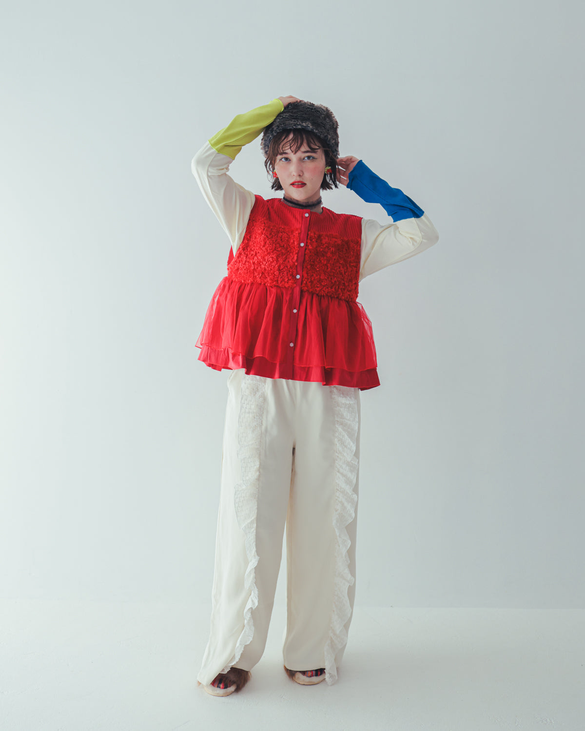 フリンジフリルワイドパンツ ladies   [352-0902-2]