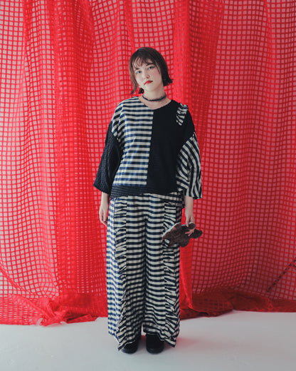 ブロックチェックフリンジドルマンブラウス  ladies  [352-0605-2]