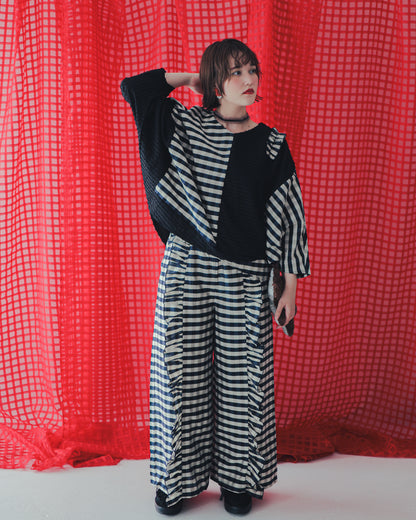 ブロックチェックフリンジドルマンブラウス  ladies  [352-0605-2]