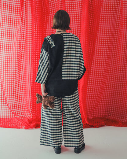 ブロックチェックフリンジドルマンブラウス  ladies  [352-0605-2]