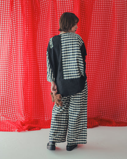 ブロックチェックフリンジドルマンブラウス  ladies  [352-0605-2]