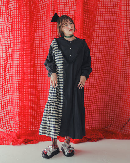 2ピースブロックチェックワンピース ladies  [352-0103-2]