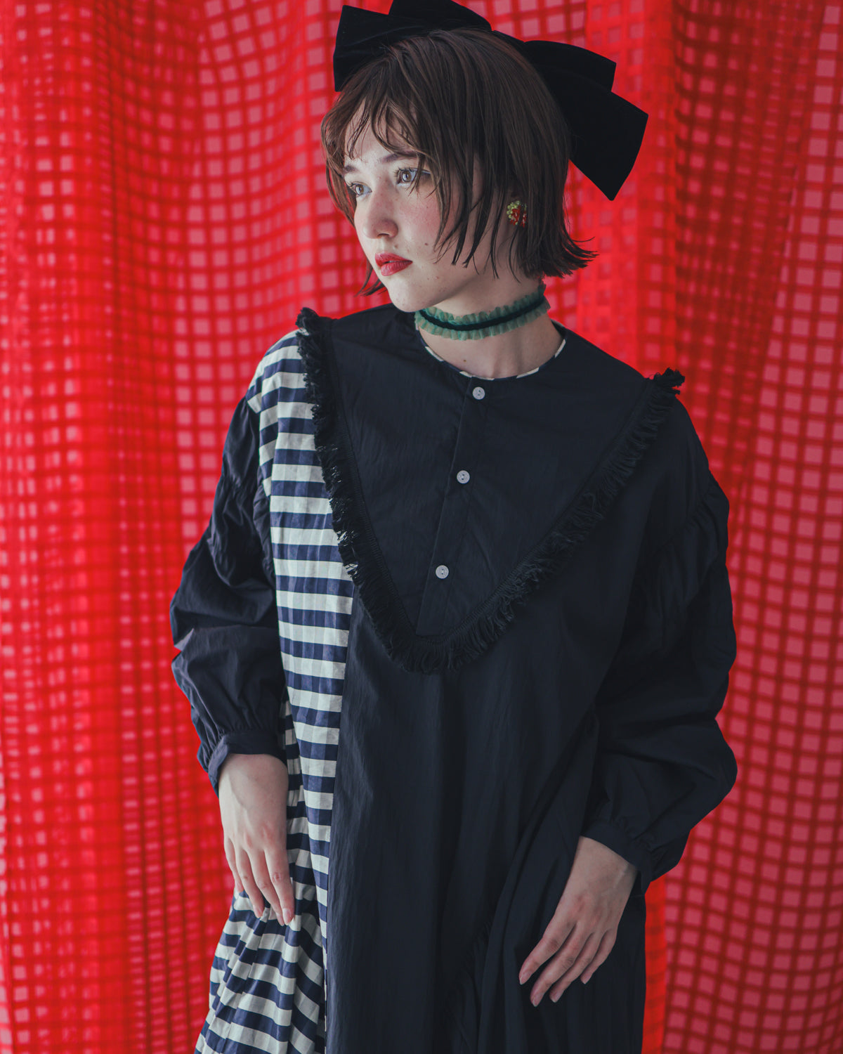 2ピースブロックチェックワンピース ladies  [352-0103-2]