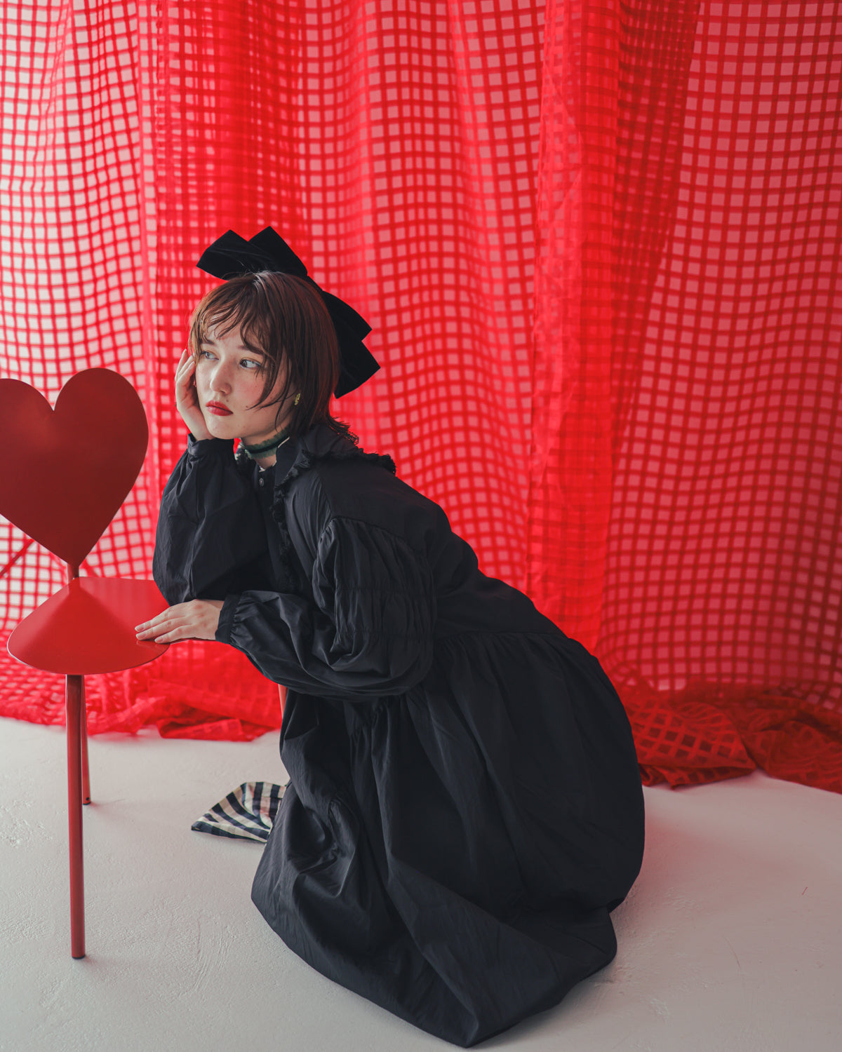 2ピースブロックチェックワンピース ladies  [352-0103-2]