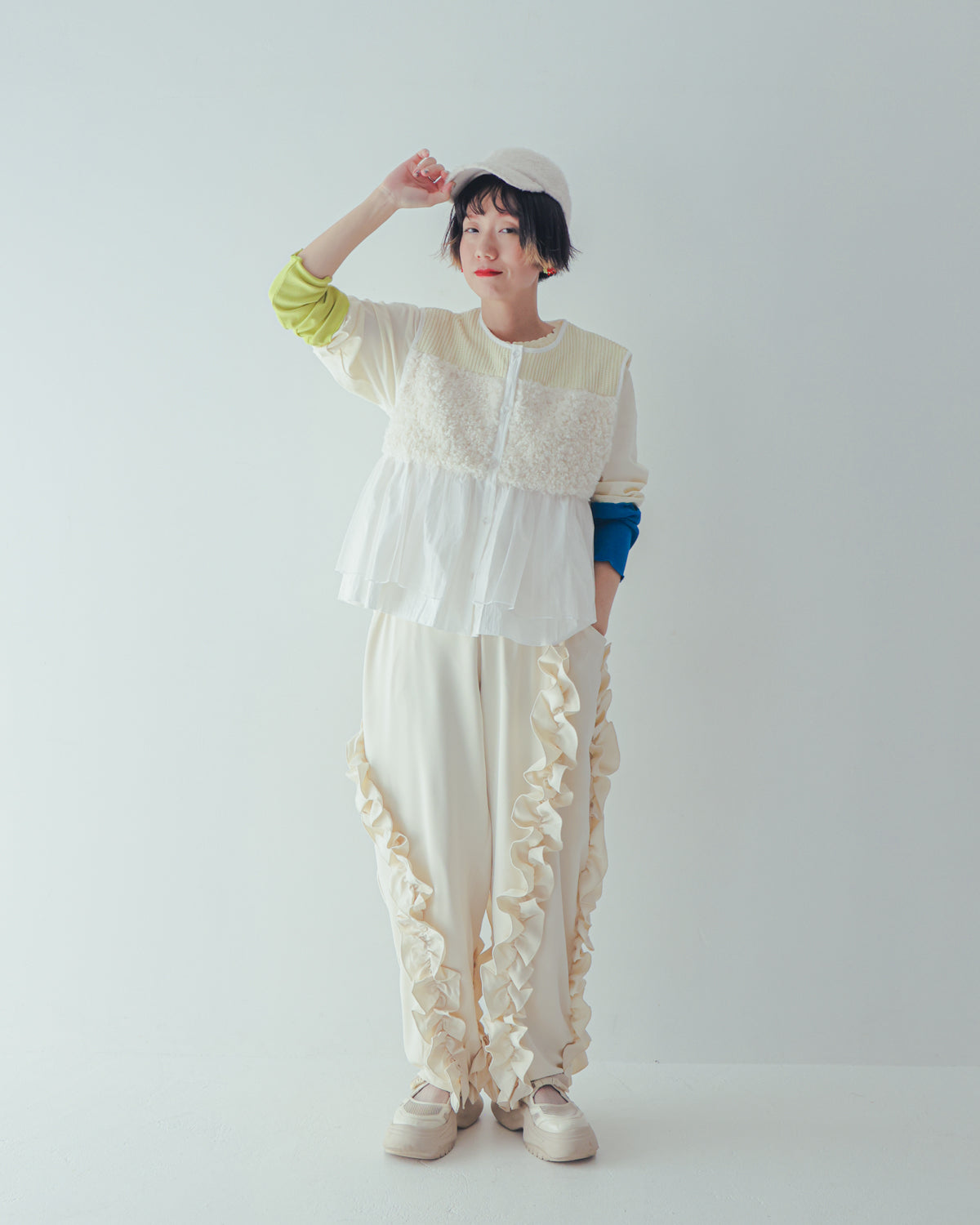 ファーニットフリルベスト ladies    [352-0301-2]