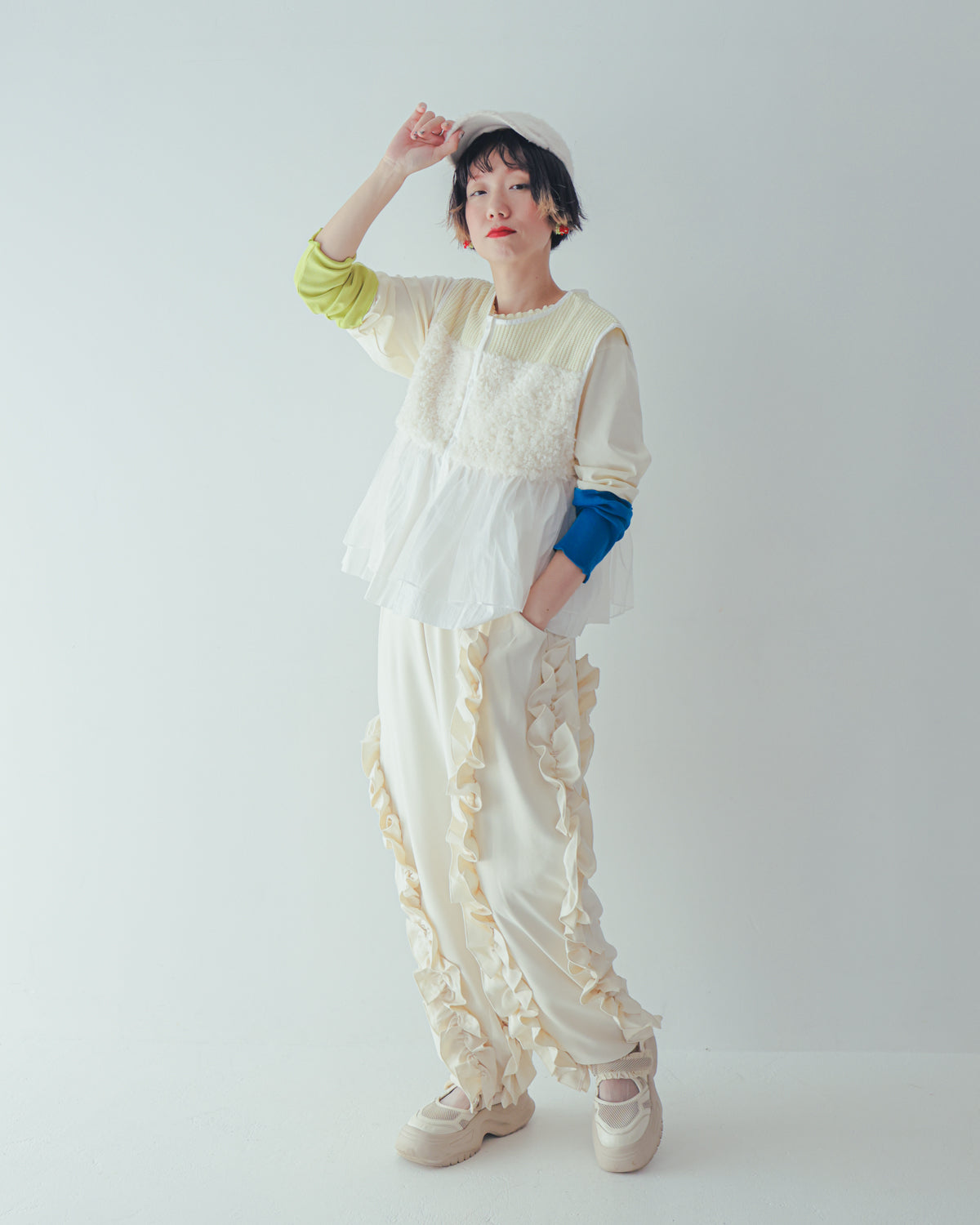 ファーニットフリルベスト ladies    [352-0301-2]