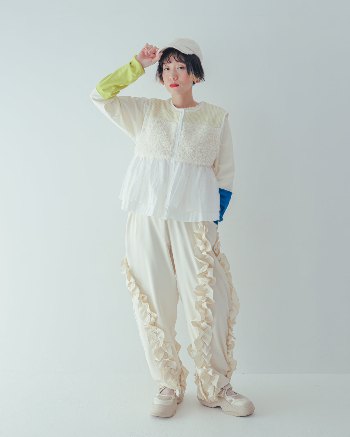 ファーニットフリルベスト ladies    [352-0301-2]