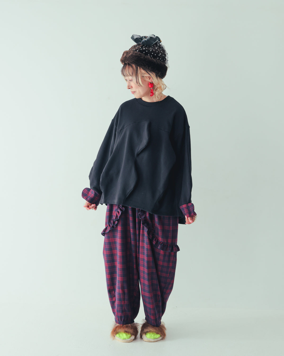 チェックサルエルパンツ[362-0902-2]