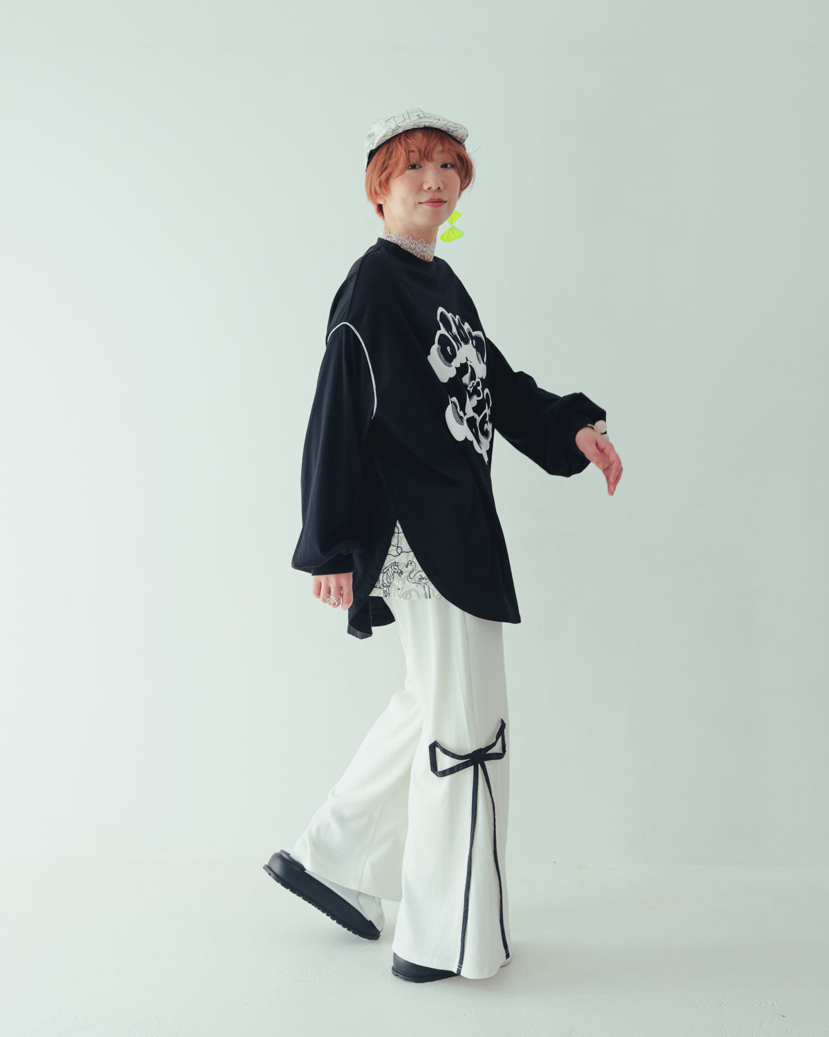 リボンラインリブパンツ[362-0905-2]