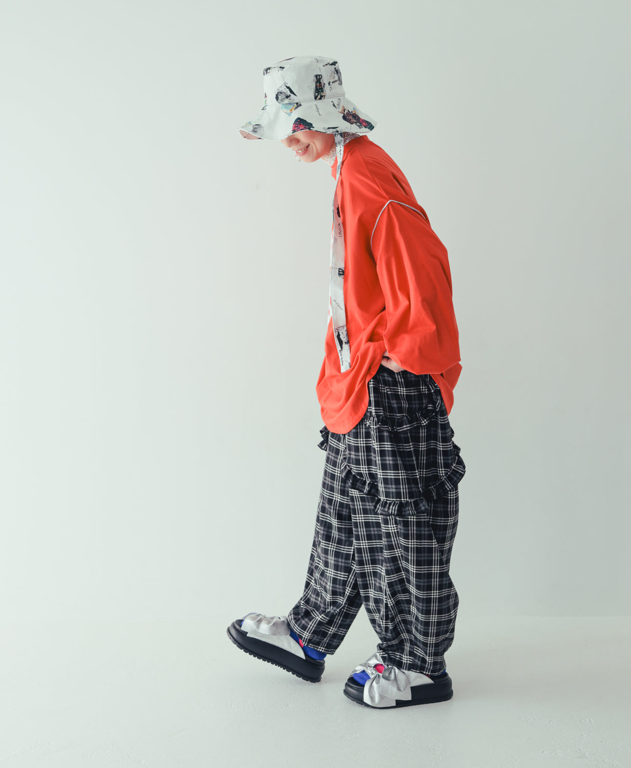 チェックサルエルパンツ[362-0902-2]