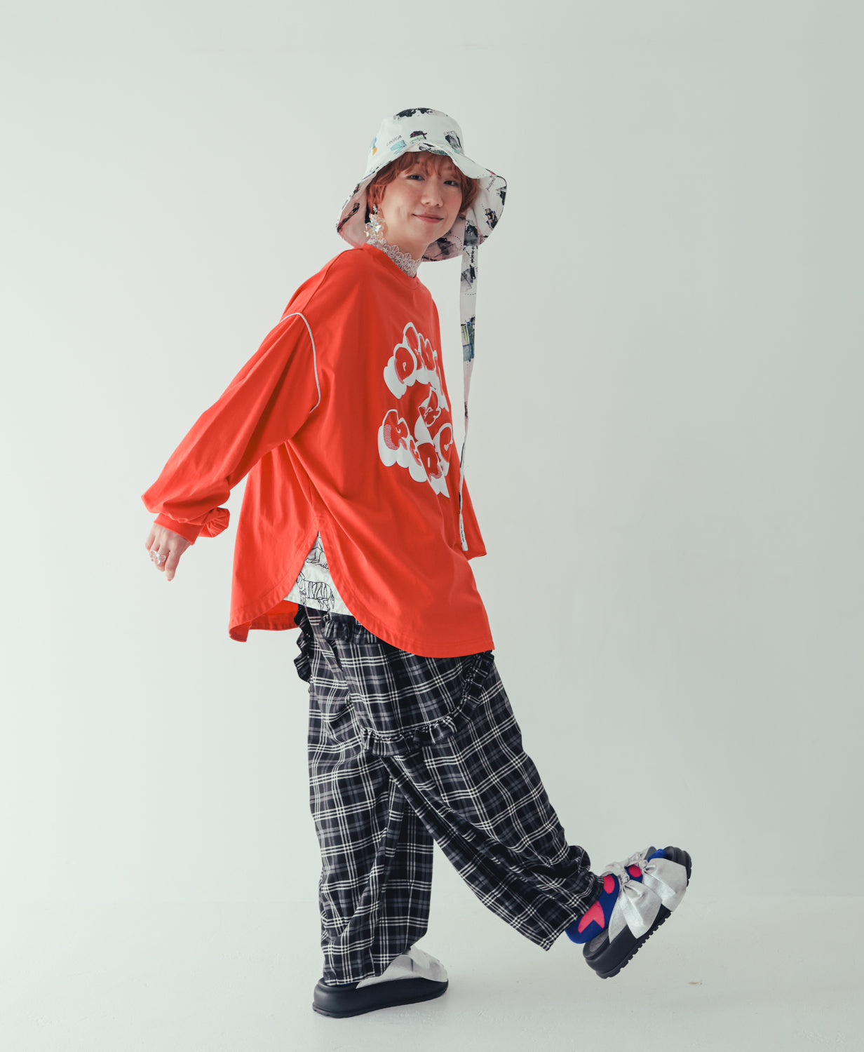チェックサルエルパンツ[362-0902-2]