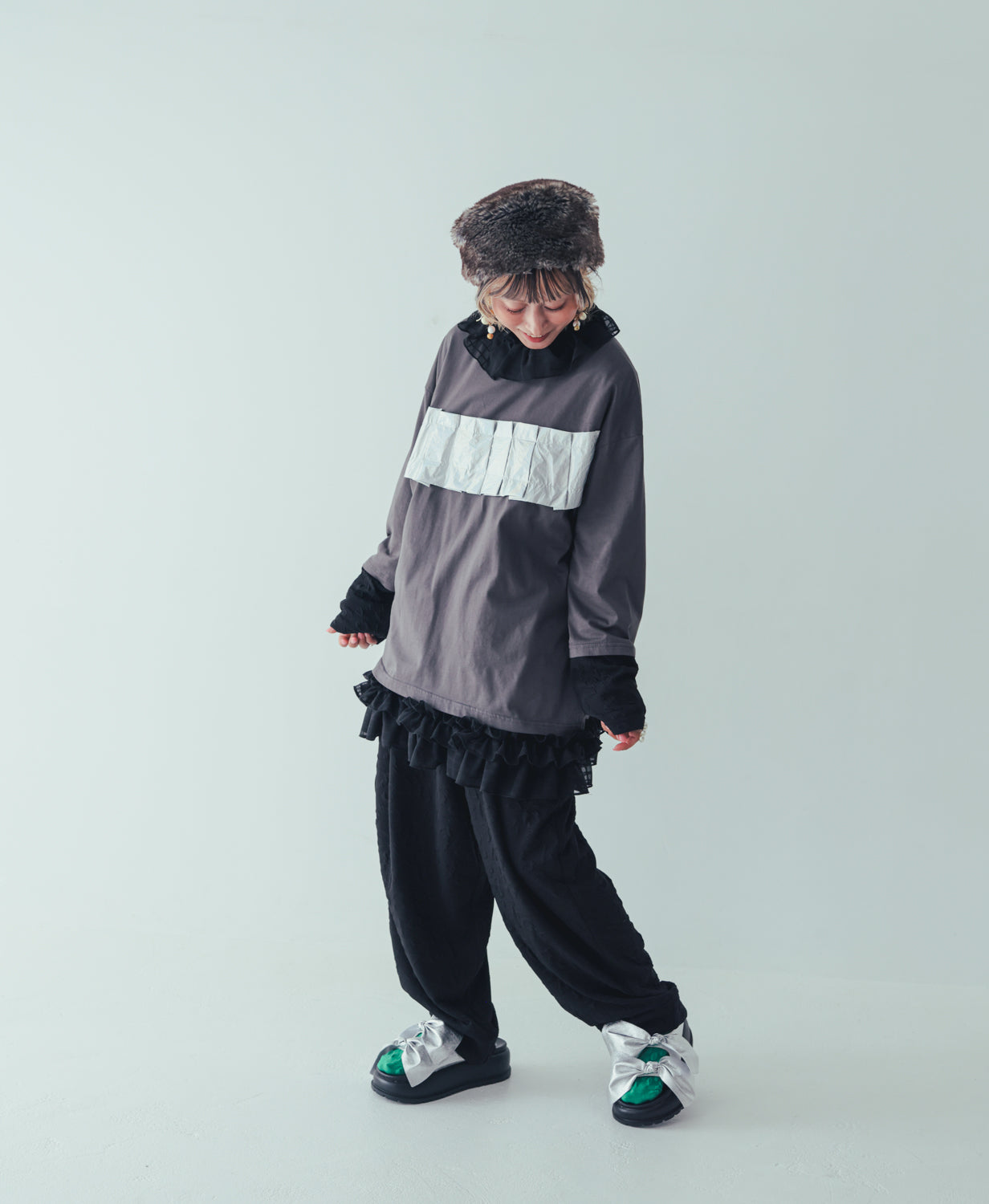 メタリックフォールド tee[362-1411-2]