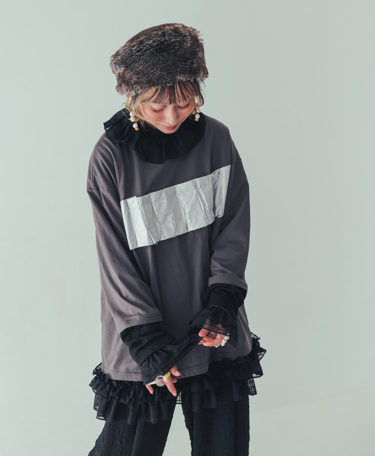 メタリックフォールド tee[362-1411-2]