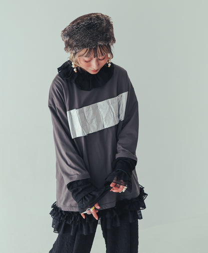 メタリックフォールド tee[362-1411-2]