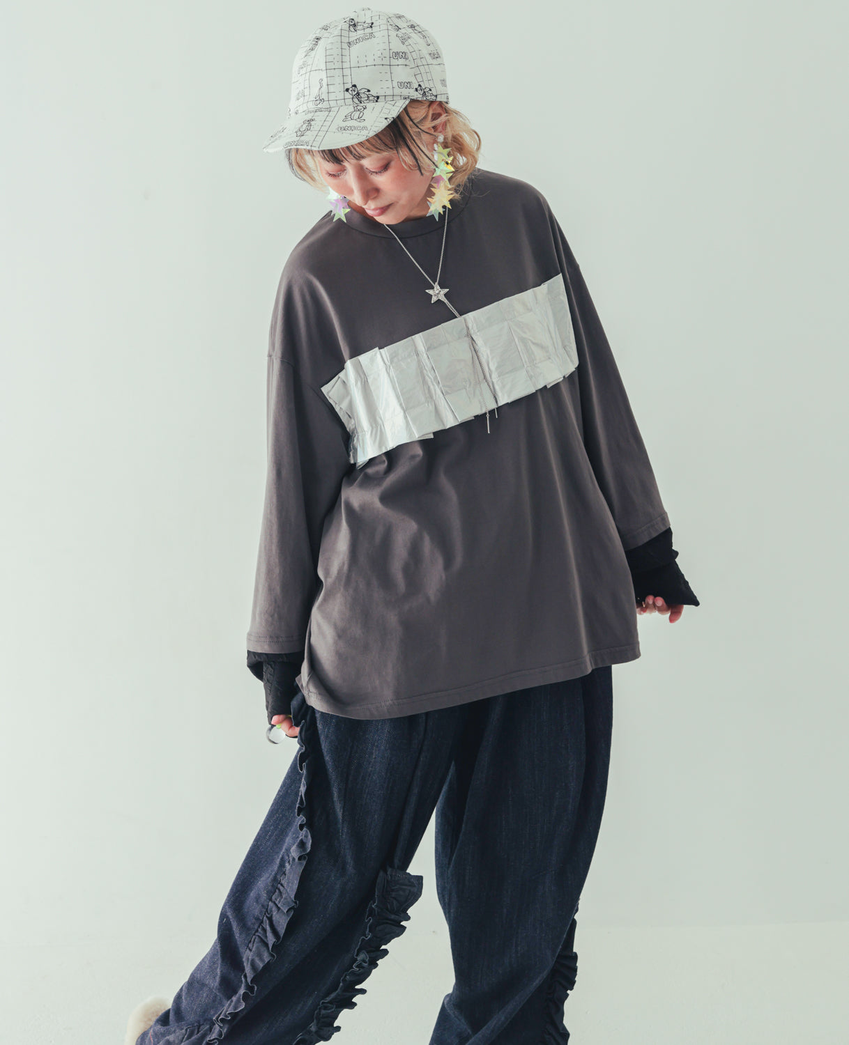 メタリックフォールド tee[362-1411-2]