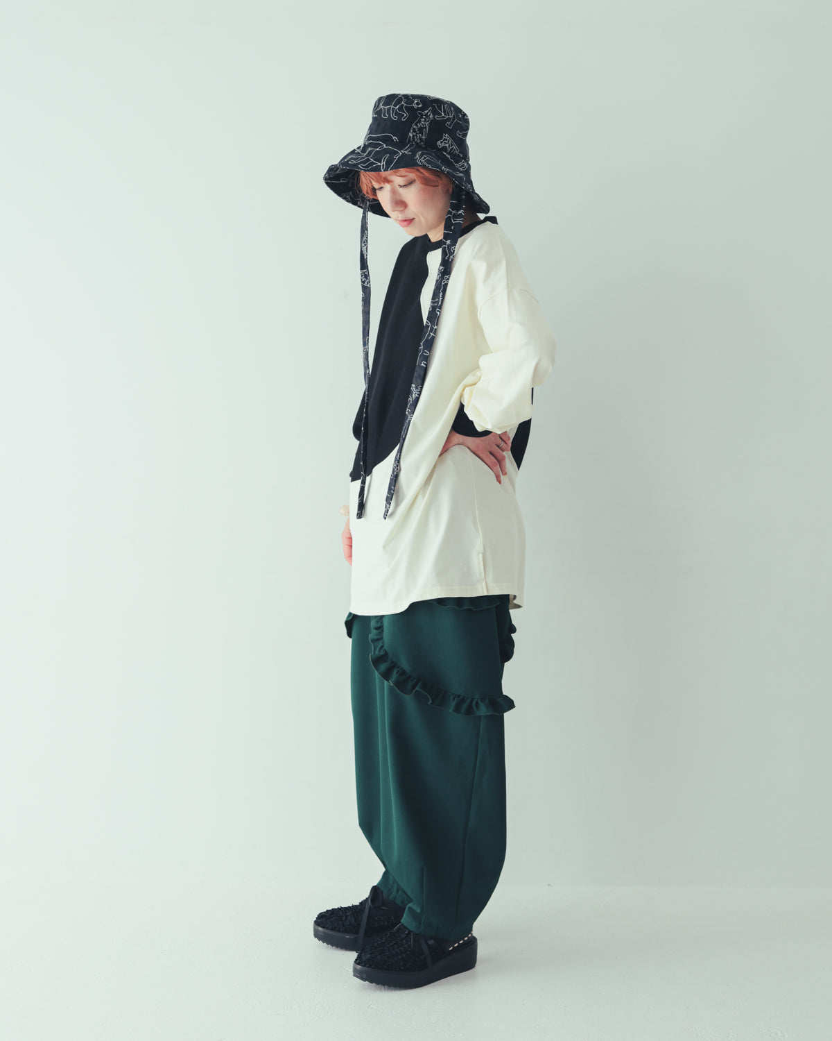 ダブルフリルサルエルパンツ[362-0903-2]