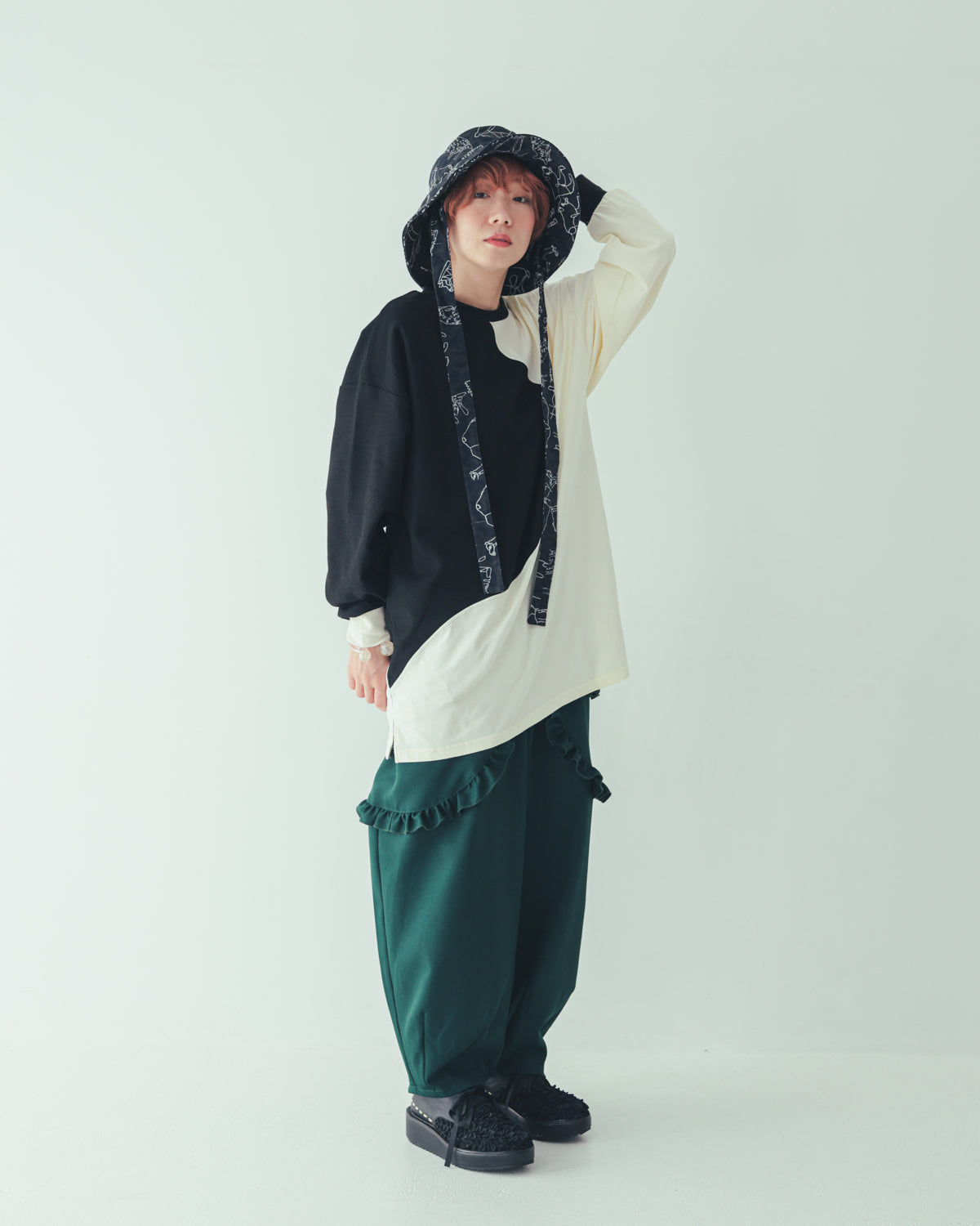 ダブルフリルサルエルパンツ[362-0903-2]