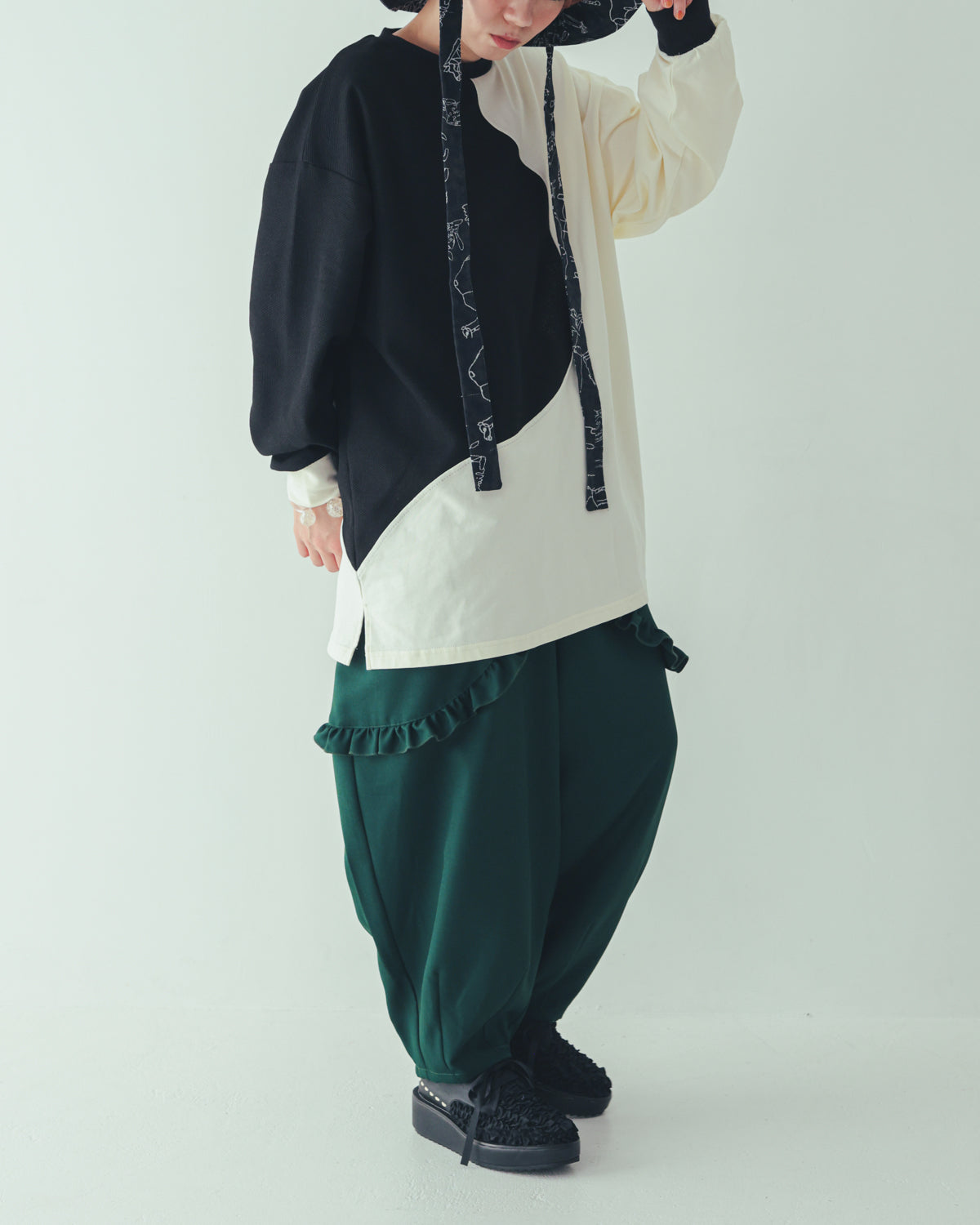 ダブルフリルサルエルパンツ[362-0903-2]