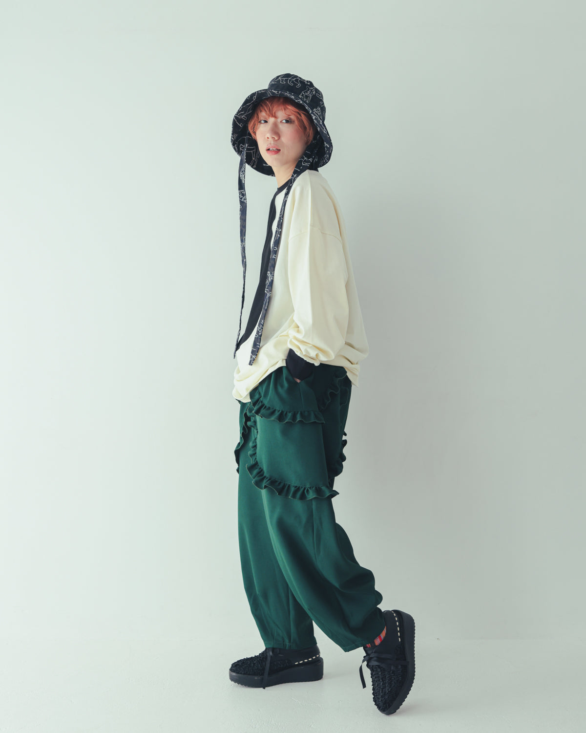 ダブルフリルサルエルパンツ[362-0903-2]