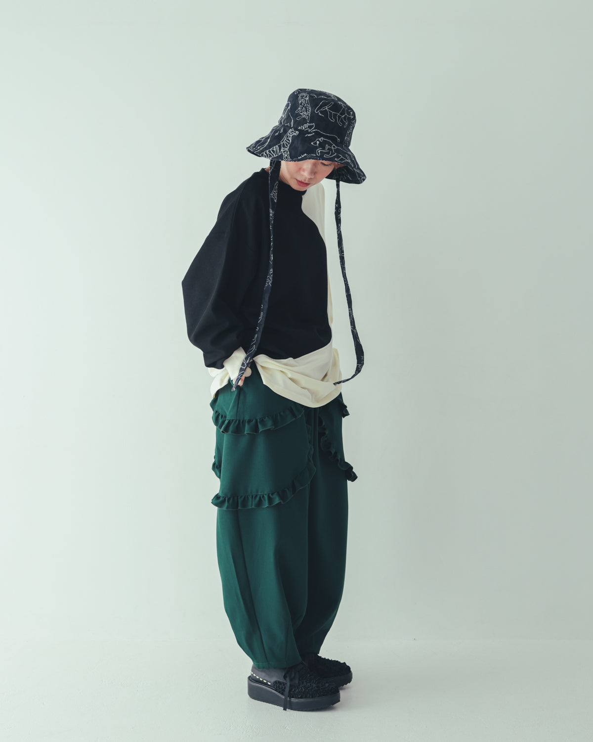 ダブルフリルサルエルパンツ[362-0903-2]