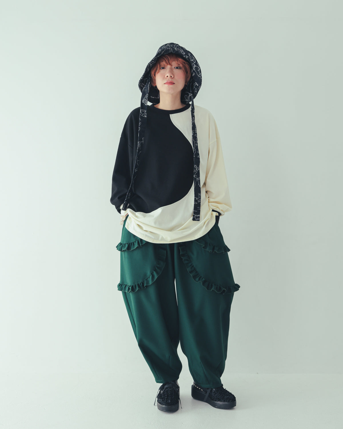 ダブルフリルサルエルパンツ[362-0903-2]