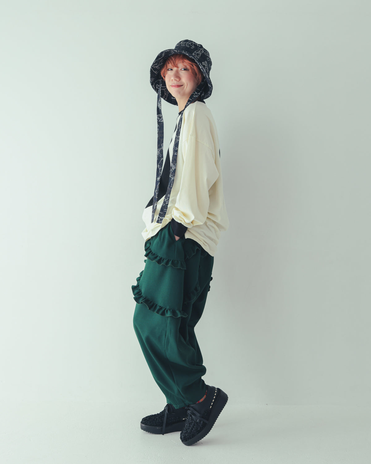ダブルフリルサルエルパンツ[362-0903-2]
