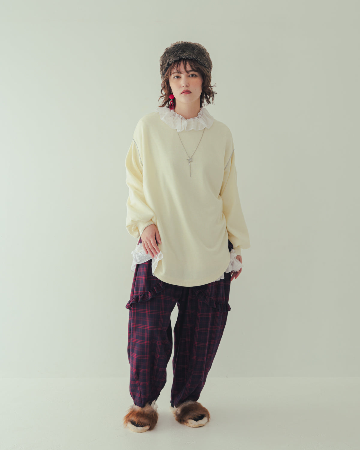 チェックサルエルパンツ[362-0902-2]